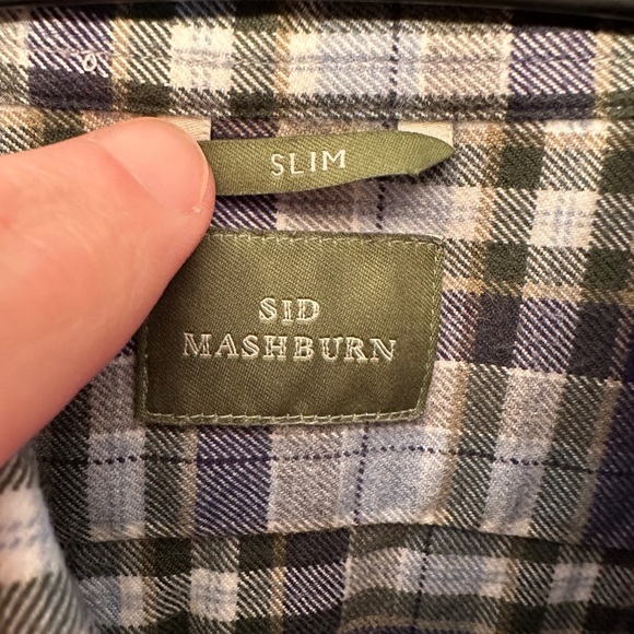 Sid Mashburn Men’s Size Small Flannel Shirt Blue Green Ivory Multicolor Plaid - Picture 2 of 7